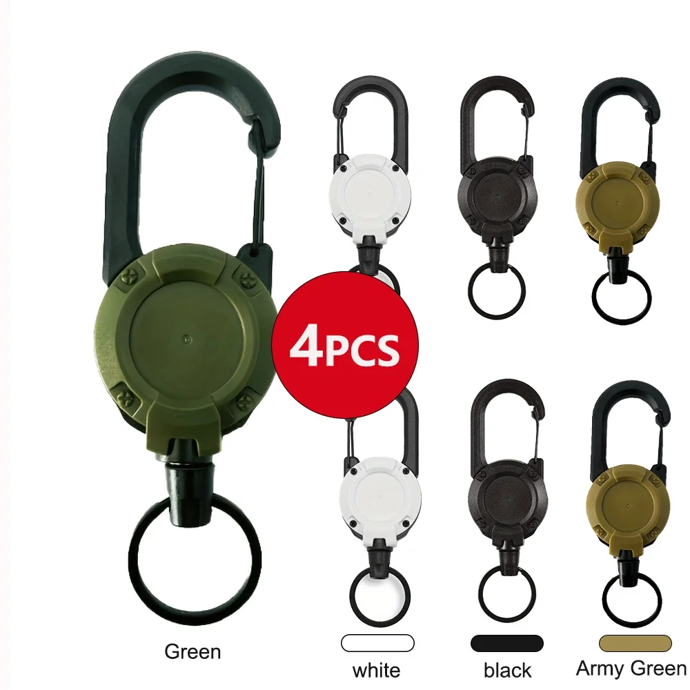 Porte-clés rétractables extensibles, bobines d’insigne, Clip robuste avec mousqueton, pour hommes, sacs d’extérieur, 1/2/4 pièces