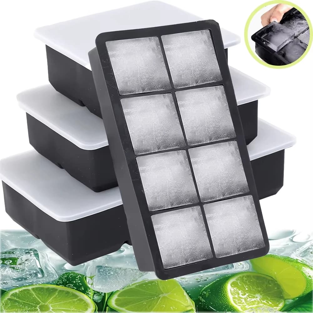 4/6/8/grille grand plateau à glace moule boîte grand Silicone de qualité alimentaire glaçon plateau carré moule Pub vin blocs de glace fabricant modèle