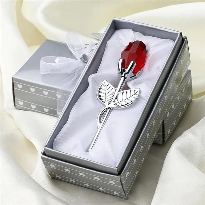 Figurines de roses en verre de cristal, 6 couleurs, artisanat, cadeaux de saint-valentin, cadeau pour amoureux de noël, Souvenir, décoration de mariage pour la maison